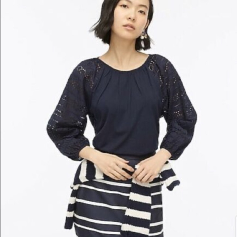 J. Crew long sleeve eyelet top